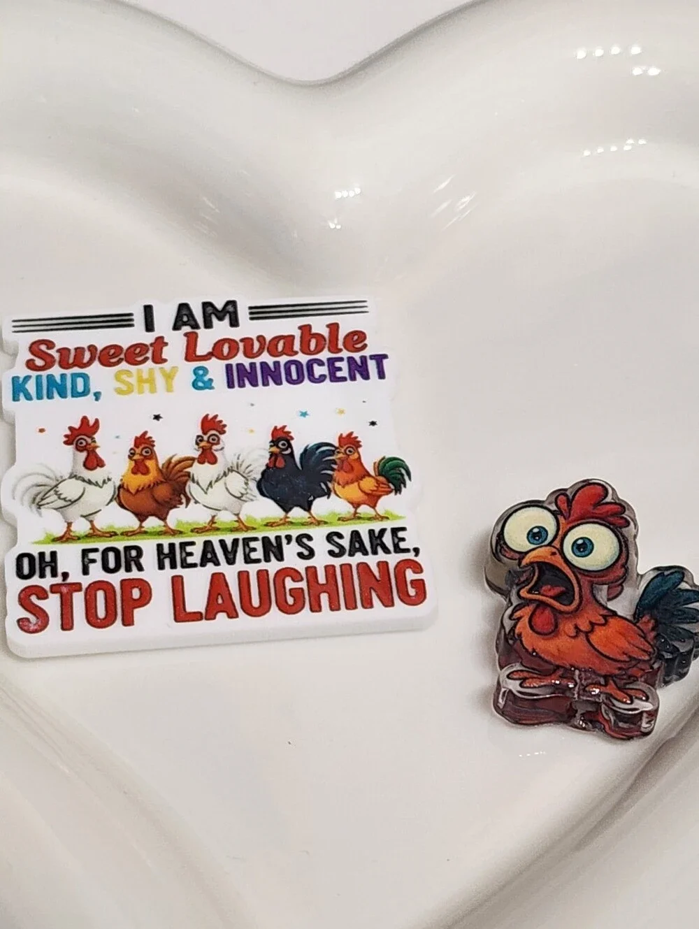 Funny‎ Chickens Flatback Focal Bead Badge Keychain Crafts Beaded Pen Magnet Clip